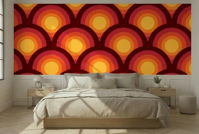 Retro 70s Peel & Stick Wallpaper – Midcentury Modern Wall Mural Deco - 144’’x100’’ - retro wallpaper
