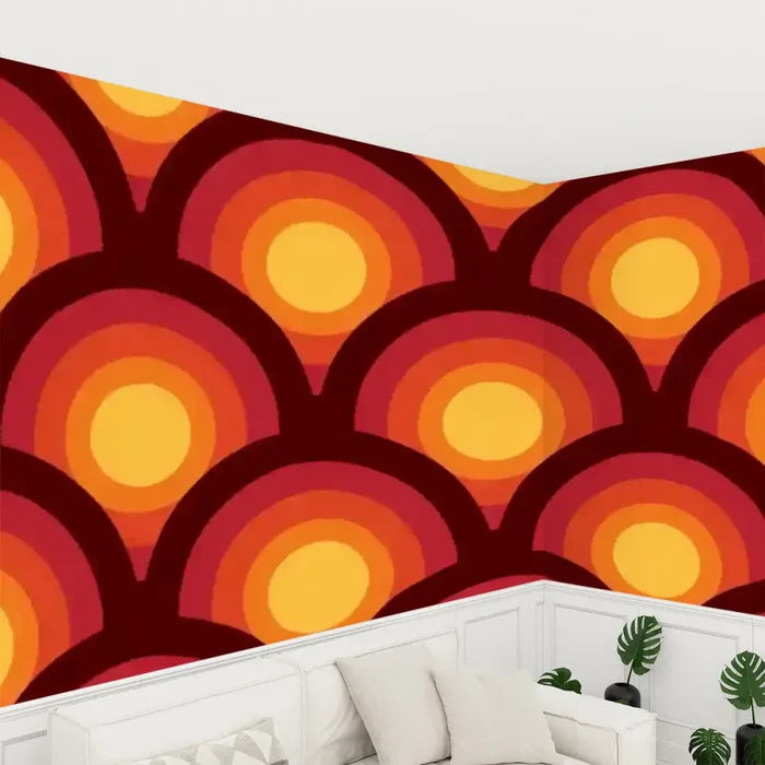 Retro 70s Peel & Stick Wallpaper – Midcentury Modern Wall Mural Deco - 144’’x100’’ - retro wallpaper