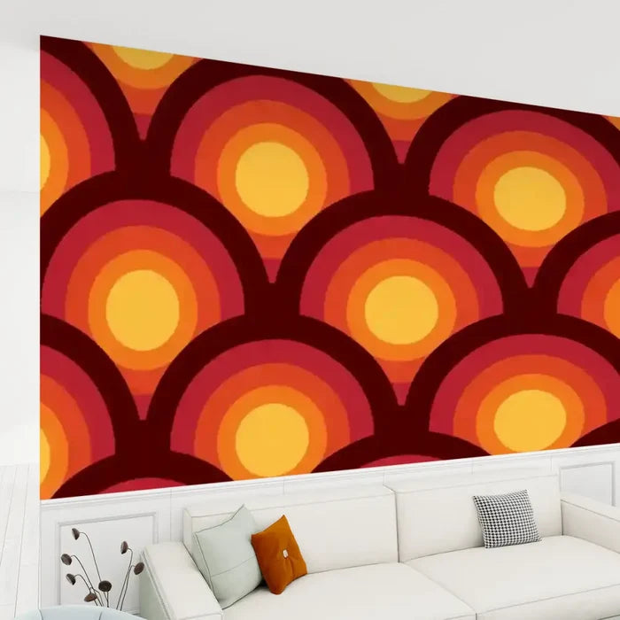 Retro 70s Peel & Stick Wallpaper – Midcentury Modern Wall Mural Deco - 144’’x100’’ - retro wallpaper