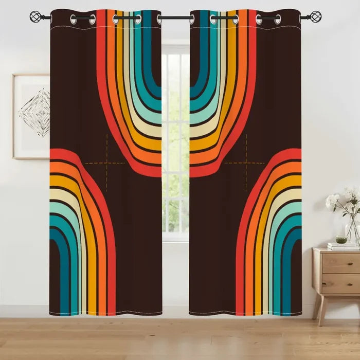 Retro 70s Runner Rug – Midcentury Rainbow Multiple Sizes Non-Slip - retro runner