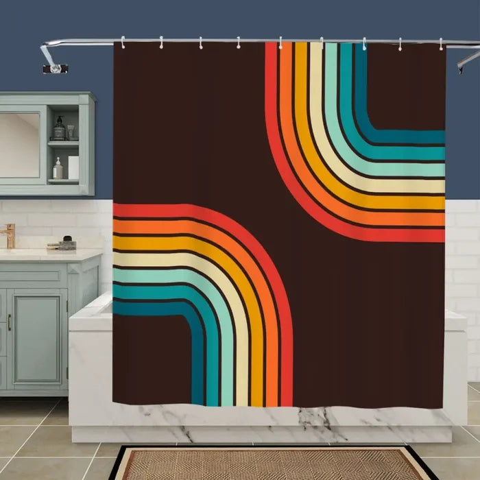 Retro 70s Runner Rug – Midcentury Rainbow Multiple Sizes Non-Slip - retro runner