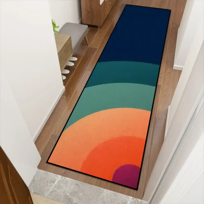 Retro 70s Runner Rug – Midcentury Rainbow Rug Multi Sizes Non-Slip - retro runner