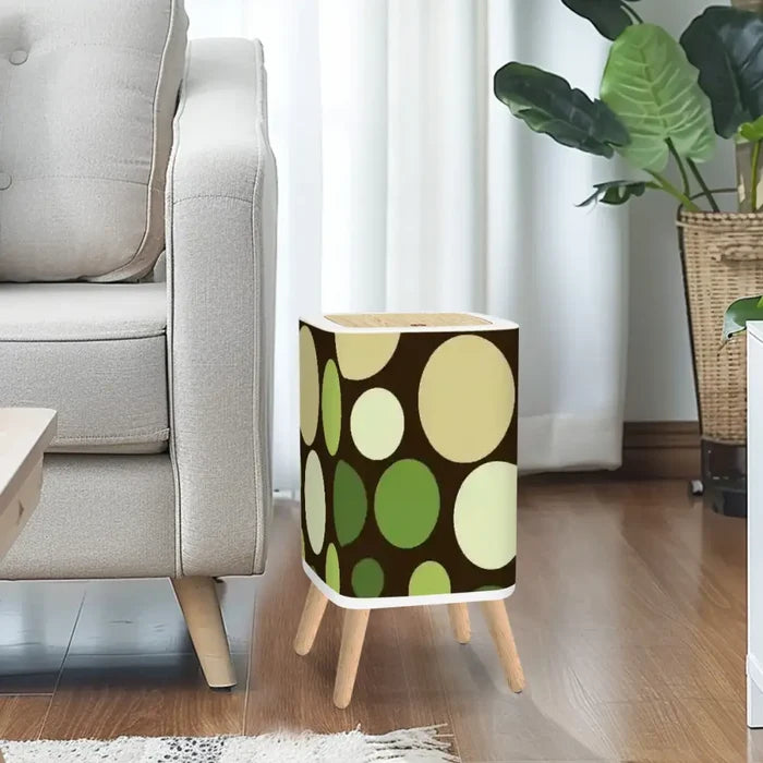 Retro 70s Style Trash Can: Mid-Century Modern Polka Dot Wastebasket - One Size - retro tash cans