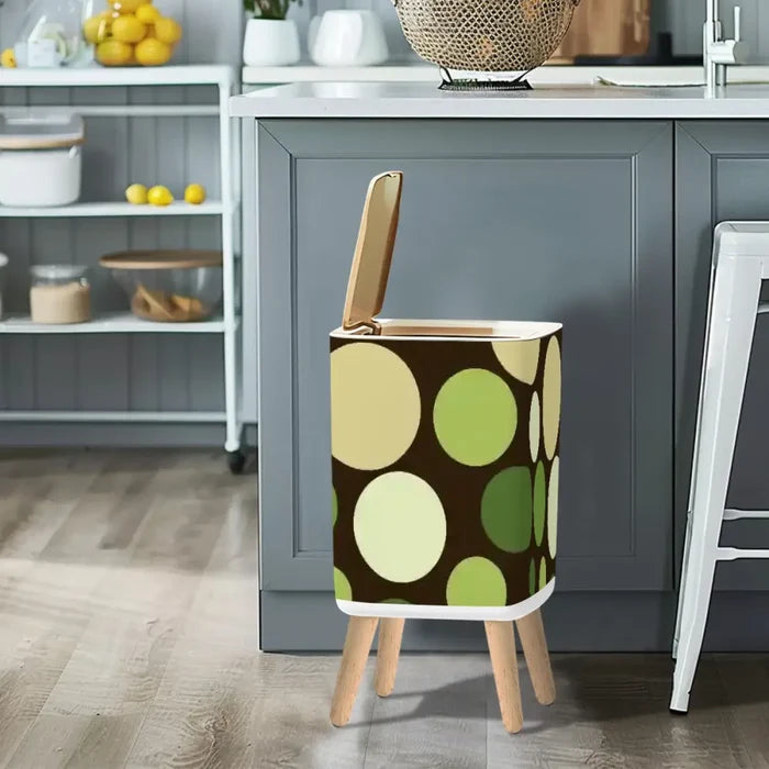 Retro 70s Style Trash Can: Mid-Century Modern Polka Dot Wastebasket - One Size - retro tash cans