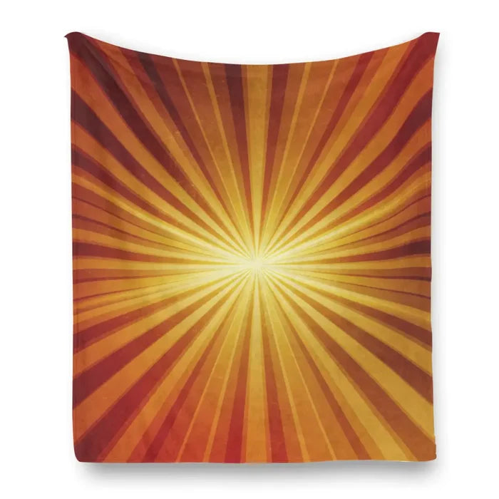Retro 70s Sunburst Flannel Blanket – Midcentury Modern Cozy Throw - retro blankets
