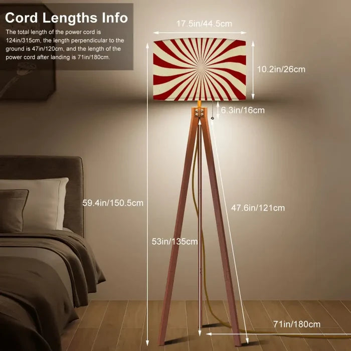 Retro 70s Sunburst Remote Tripod Floor Lamp: Midcentury Style Shade - retro floor lamps
