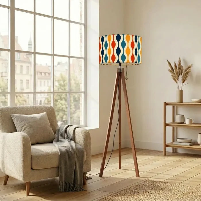 Retro 70s Tripod Floor Lamp: Midcentury Modern Lighting with Remote - retro floor lamps