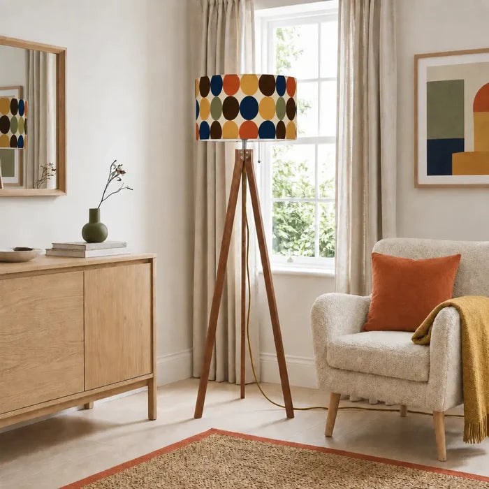 Retro Dots Tripod Floor Lamp - 1970s Scandi Midcentury Lighting - retro floor lamps