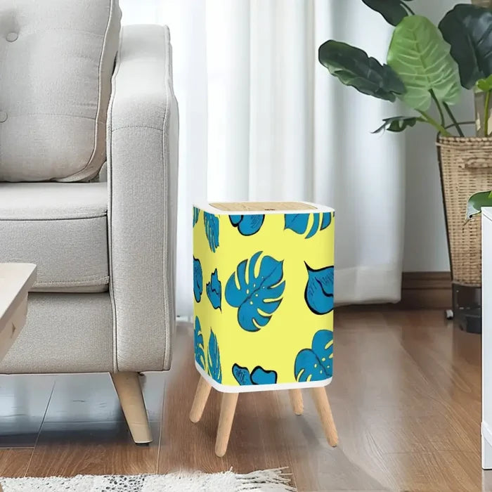 Retro Nordic Square Trash Can with Lid Butter Yellow - One Size - retro tash cans