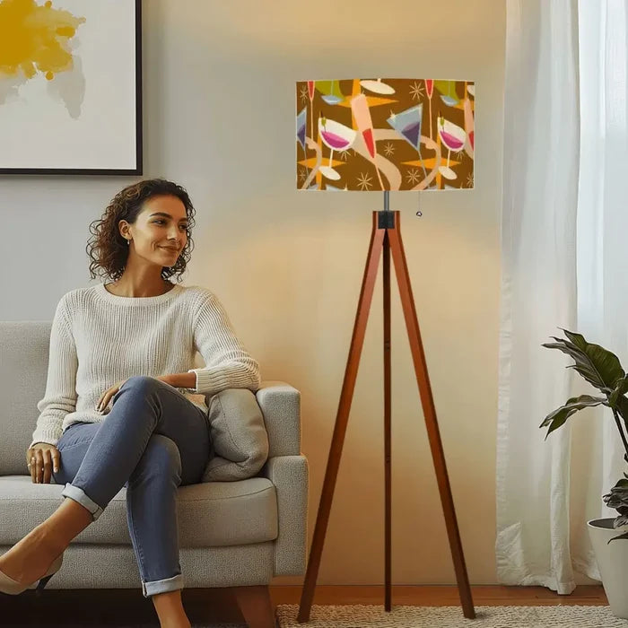 Retro Nordic Tripod Floor Lamp Cocktail Bar Mid Century Pattern - retro floor lamps