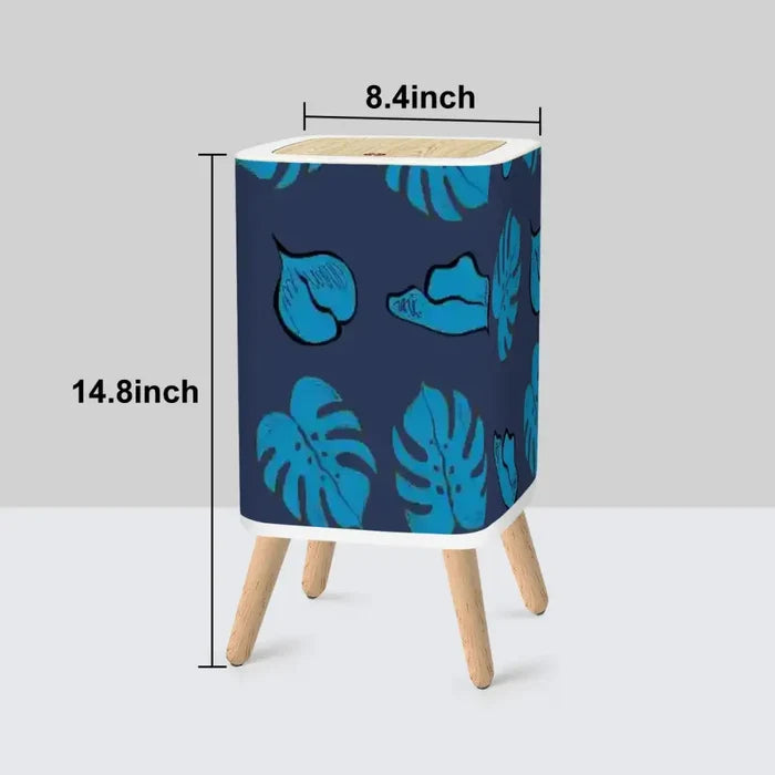 Retro Scandi Square Small Trash Can with Lid Deep Indigo Oceanic Ink Blue - One Size - retro tash cans