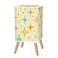Retro Scandi Square Small Trash Can with Lid Stars Christmas Celestial Vanilla - One Size - retro tash cans