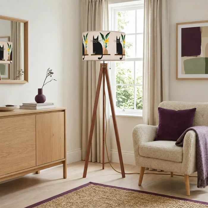 Retro Scandi Tripod Floor Lamp Black Cat - retro floor lamps