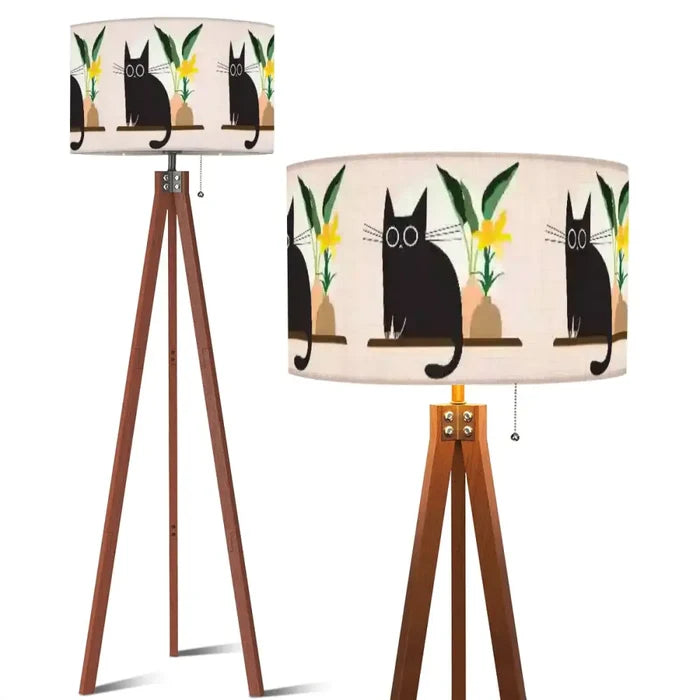 Retro Scandi Tripod Floor Lamp Black Cat - US Plug - retro floor lamps