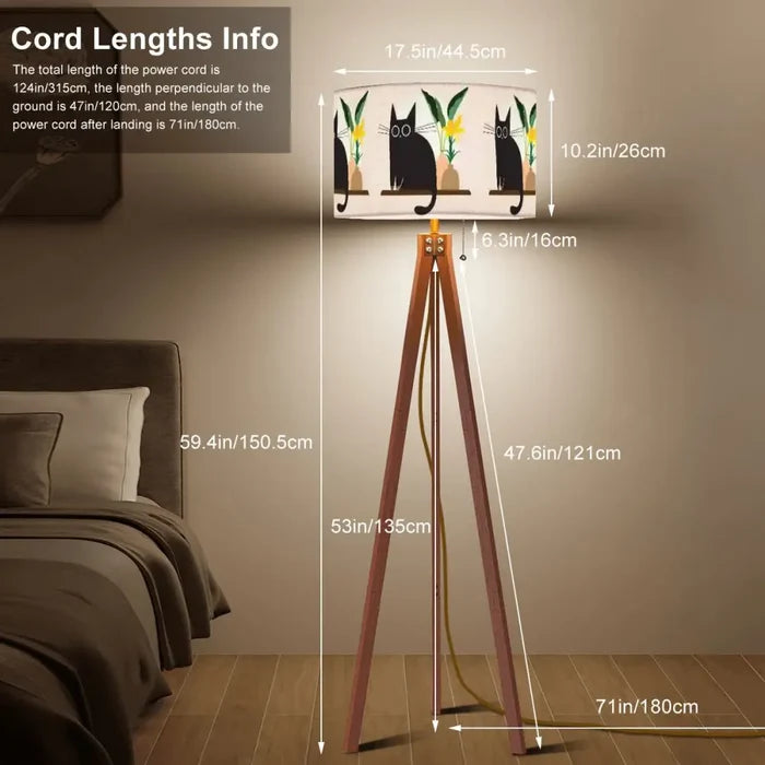 Retro Scandi Tripod Floor Lamp Black Cat - retro floor lamps