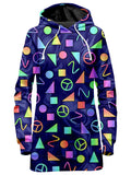 Retro Shapes Peace Symbols Blue Hoodie Dress Sartoris Art Epic Hoodie