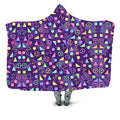 Retro Shapes Peace Symbols Purple Hooded Blanket Sartoris Art Epic Hoodie