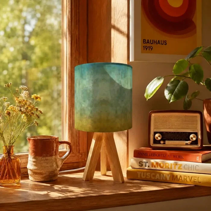 Retro Tripod Table Lamp – Ombré Earthy Tones Linen Shade Bedside Light - retro table lamps