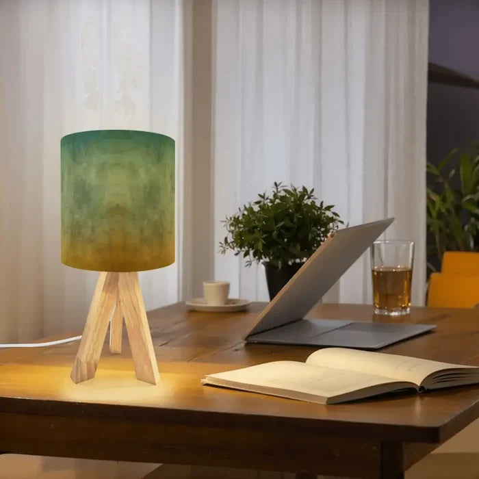 Retro Tripod Table Lamp – Ombré Earthy Tones Linen Shade Bedside Light - retro table lamps