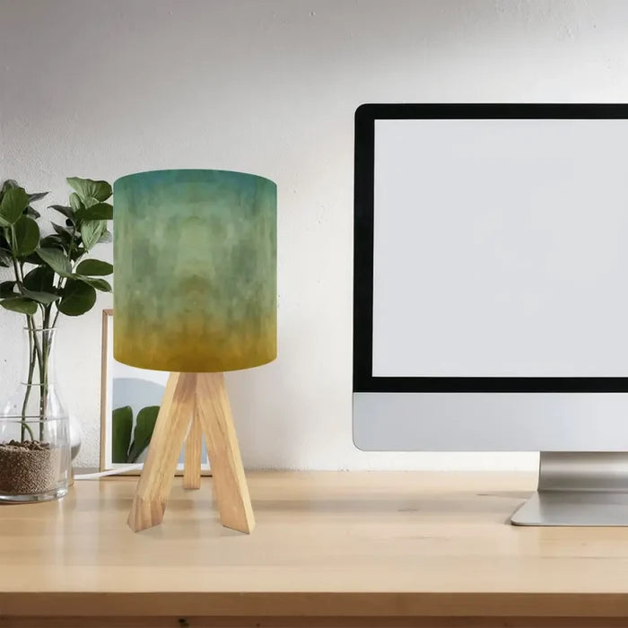Retro Tripod Table Lamp – Ombré Earthy Tones Linen Shade Bedside Light - retro table lamps