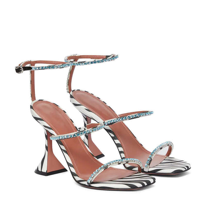 High Heels Square Toe Wine Glass Heel With Large Size  Rhinestone Sandals BadAssWear.fi