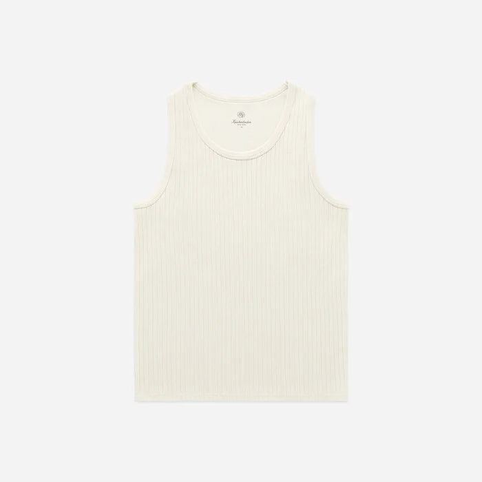 RIB WAFFLE TANK VEST - MILK