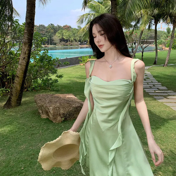 Ruffles Ribbon Mini Dress fashionnsio
