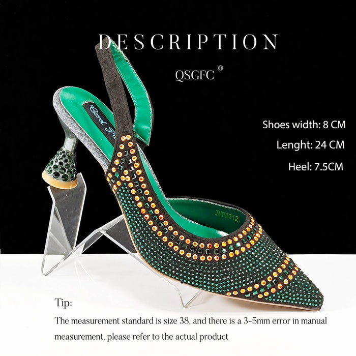 Fashion Simple Pointed Striped Hot Drilling Women Low-cut High Heels BadAssWear.fi