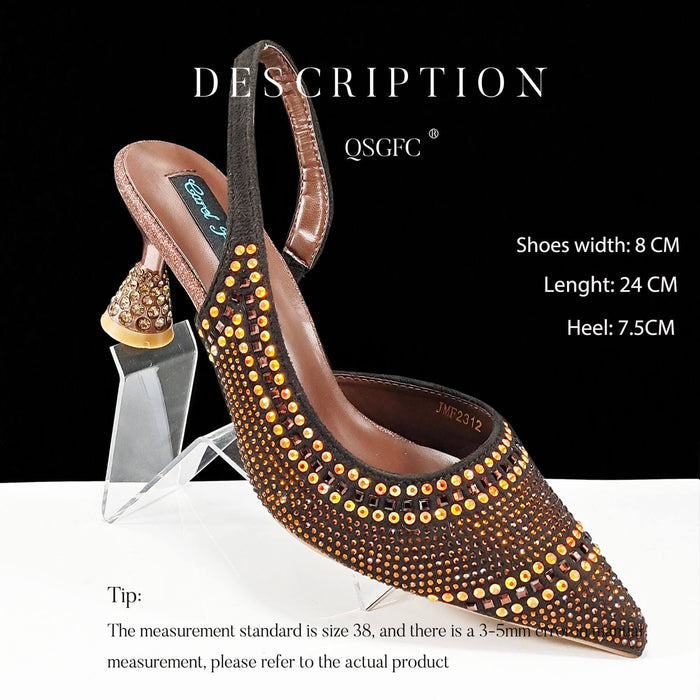 Fashion Simple Pointed Striped Hot Drilling Women Low-cut High Heels BadAssWear.fi