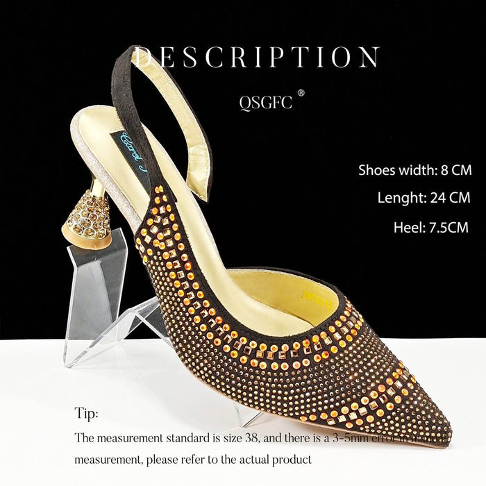 Fashion Simple Pointed Striped Hot Drilling Women Low-cut High Heels BadAssWear.fi