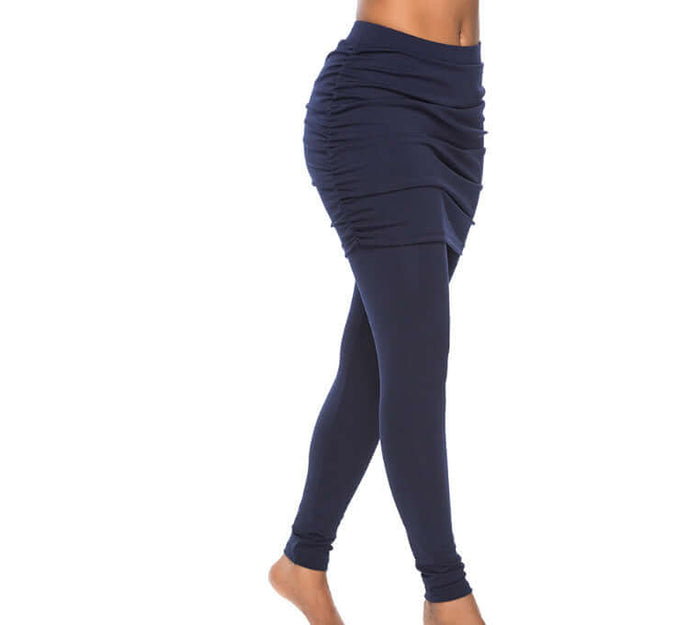 Pack hip side pleated skirt fake two leggings skirt Artsadd