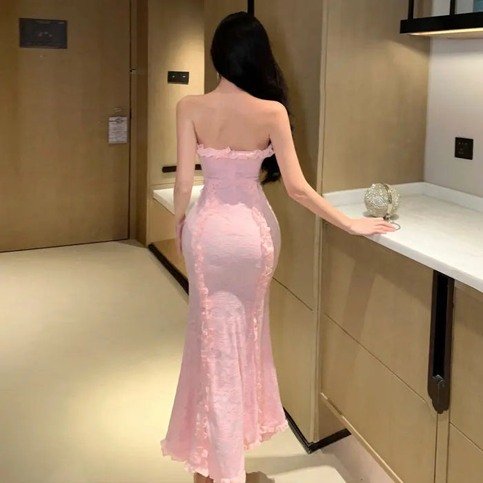 Bow Ruffle Bodycon Long Dress fashionnsio