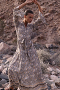 Ruffle Collar Bell Maxi- Birch Taupe