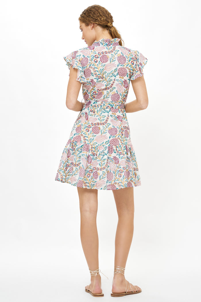 Ruffle Collar Button Mini- Tupi Teal