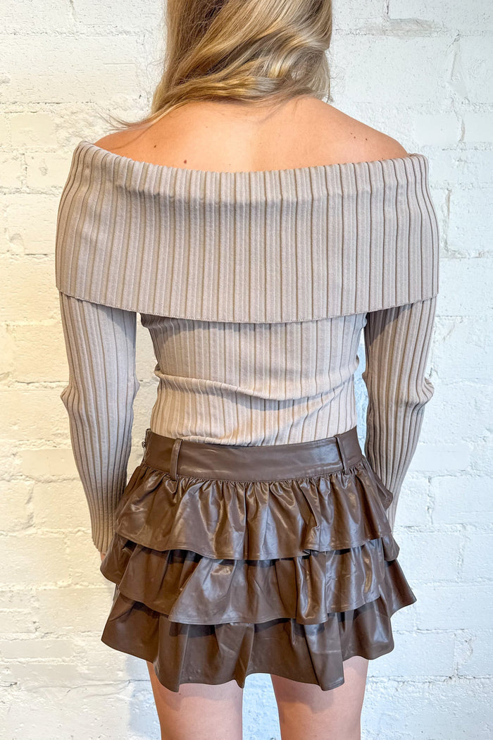 Sabine Skort Mini Skirt, Mini Ruffle Skirt, Leather Skirt, Fall Styles, Thanksgiving Styles, Bottoms, Adeline Boutique, Dallas Boutique