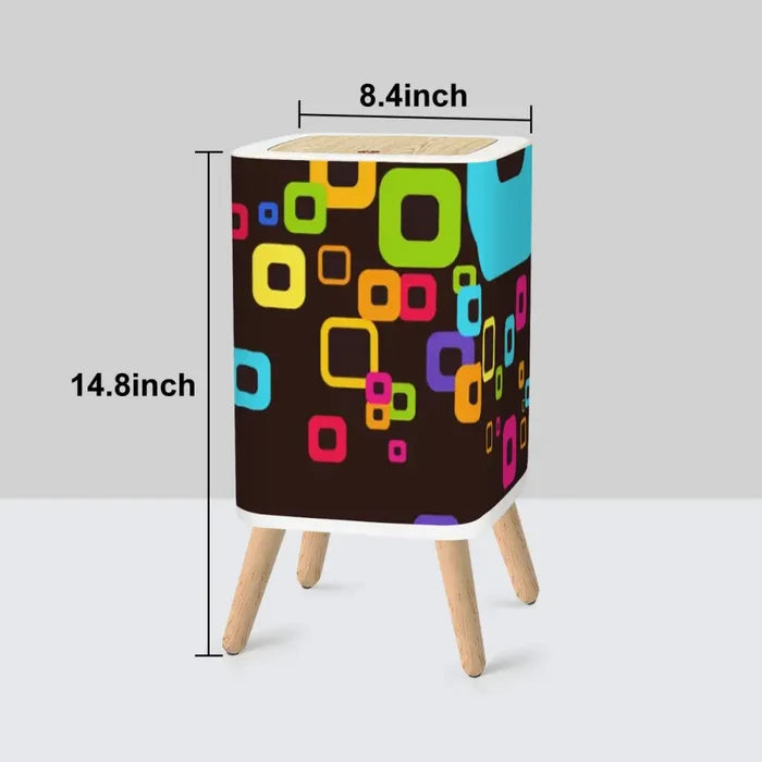 Scandi Midcentury Modern Trash Can with Lid: Retro Nordic Wastebasket - One Size - retro tash cans