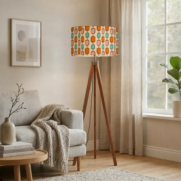 Scandi Retro Nordic Tripod Floor Lamp 1950s Style Pattern - retro floor lamps