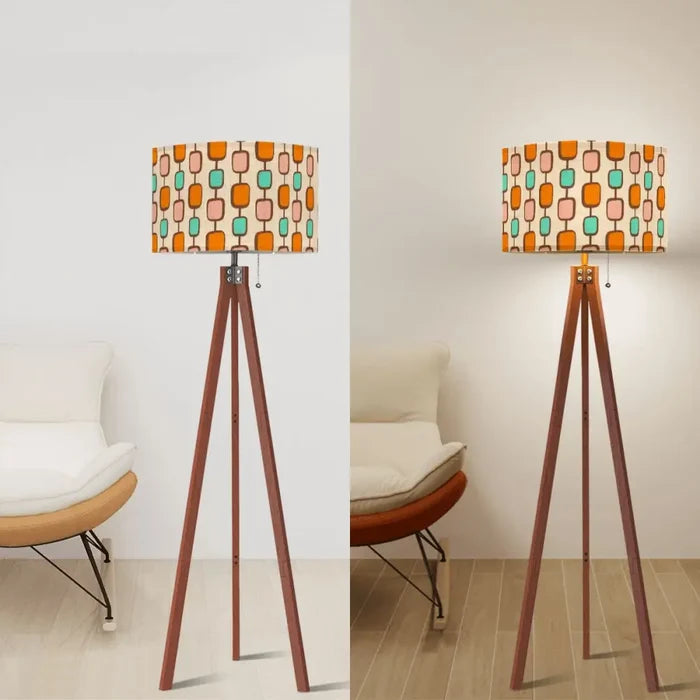Scandi Retro Nordic Tripod Floor Lamp 1950s Style Pattern - retro floor lamps