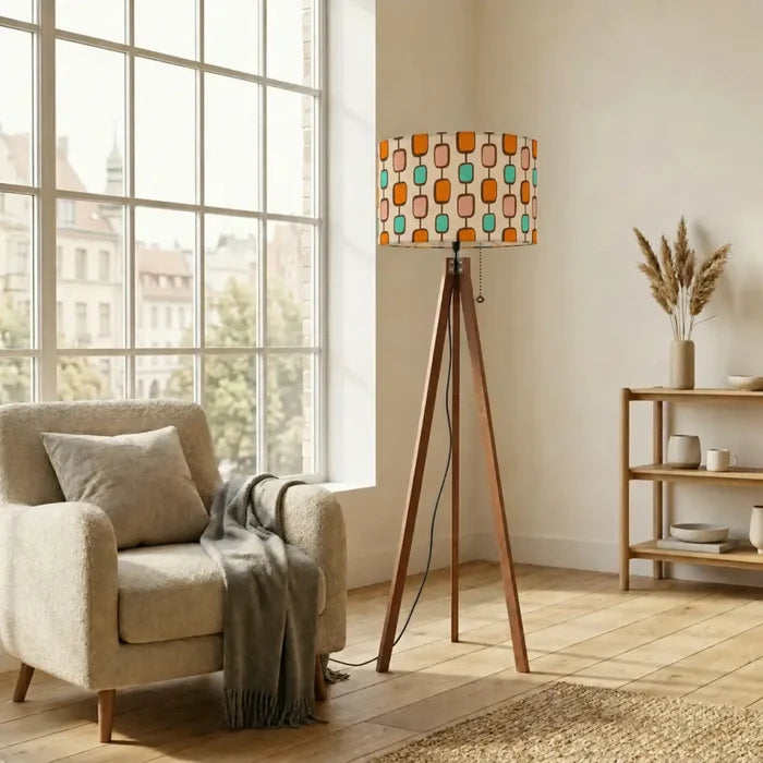 Scandi Retro Nordic Tripod Floor Lamp 1950s Style Pattern - retro floor lamps
