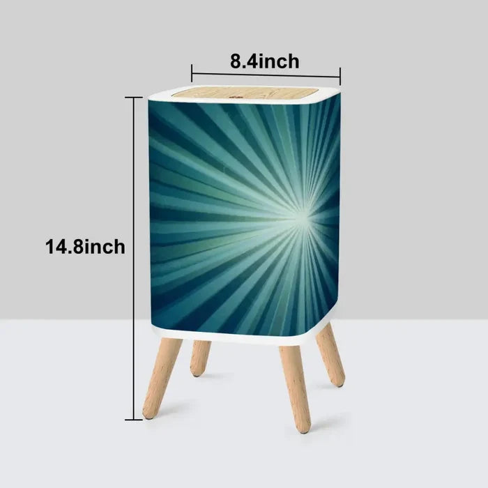 Scandi Retro Square Small Trash Can with Lid Sunburst Blue - One Size - retro tash cans