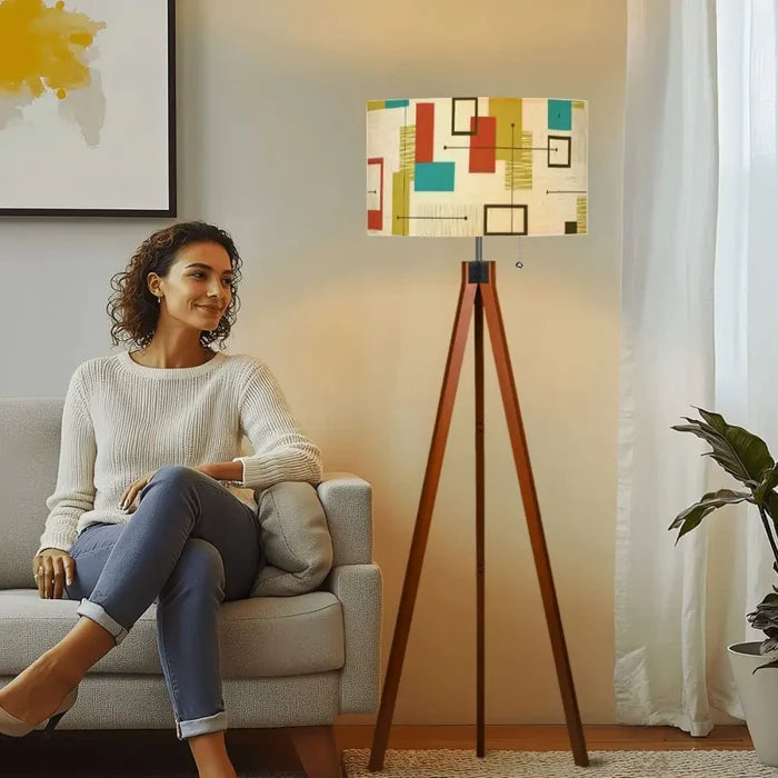 Scandi Retro Tripod Lamp – 60s Inspired Floor Light with Remote LED Control - retro floor lamps