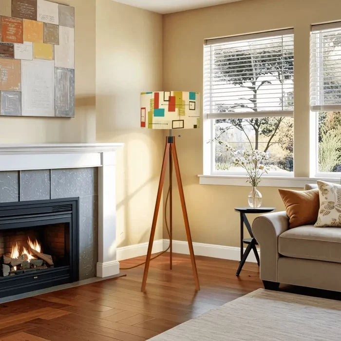 Scandi Retro Tripod Lamp – 60s Inspired Floor Light with Remote LED Control - retro floor lamps