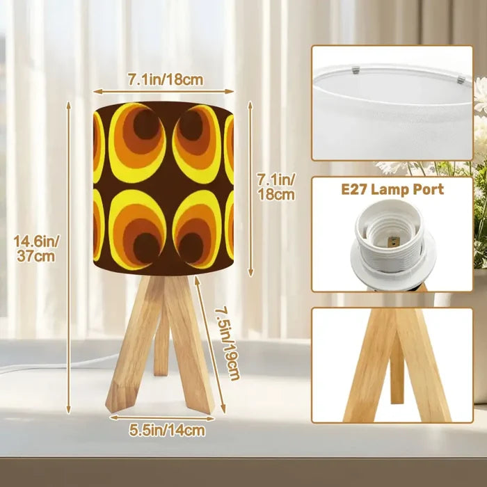 Scandi Tripod Table Lamp – Retro Midcentury LED Wooden Base Light - retro table lamps