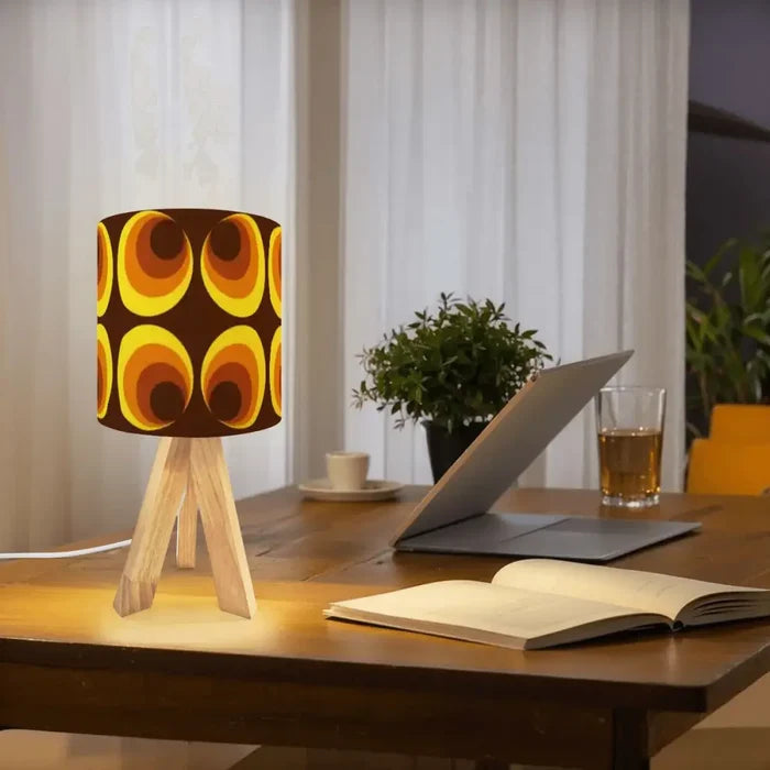 Scandi Tripod Table Lamp – Retro Midcentury LED Wooden Base Light - retro table lamps
