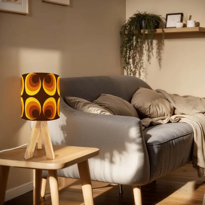 Scandi Tripod Table Lamp – Retro Midcentury LED Wooden Base Light - retro table lamps