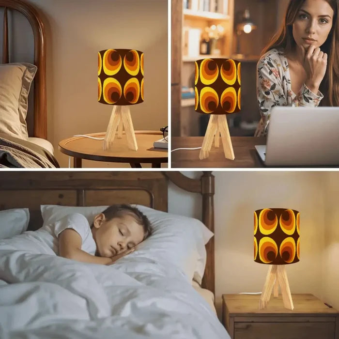 Scandi Tripod Table Lamp – Retro Midcentury LED Wooden Base Light - retro table lamps