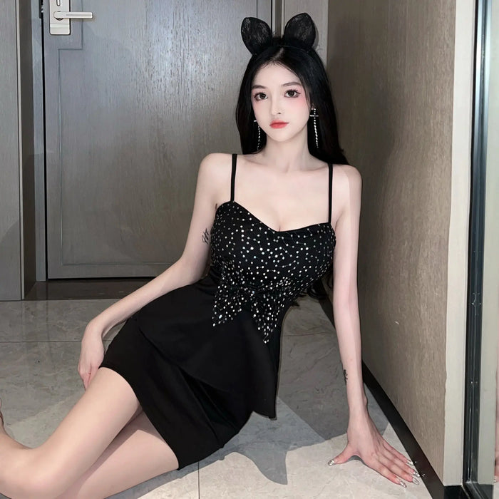 Sequin Bow Peplum Bodycon Dress fashionnsio