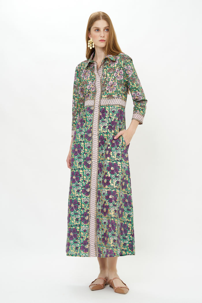 Shirt Dress Maxi- Matera Green