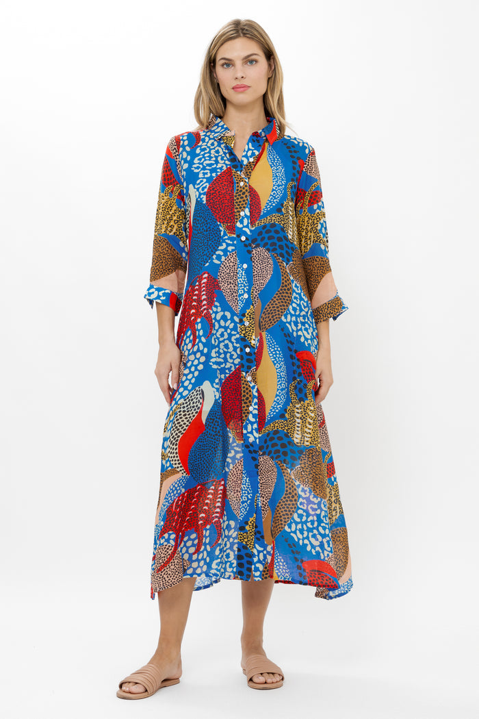 Shirt Dress Midi- Nautilus Blue