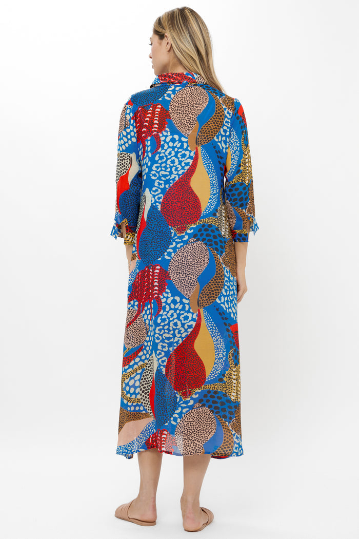 Shirt Dress Midi- Nautilus Blue